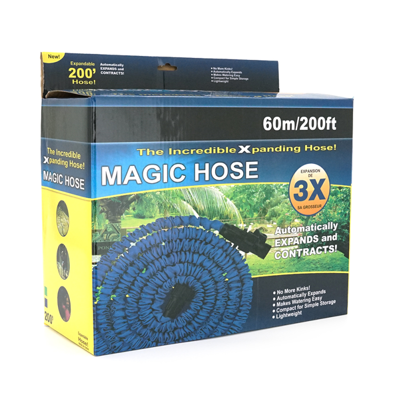 Шланг Садовий KY-600B, 20-60м/200ft, + розпилювач, насадка на кран, Blue, Box