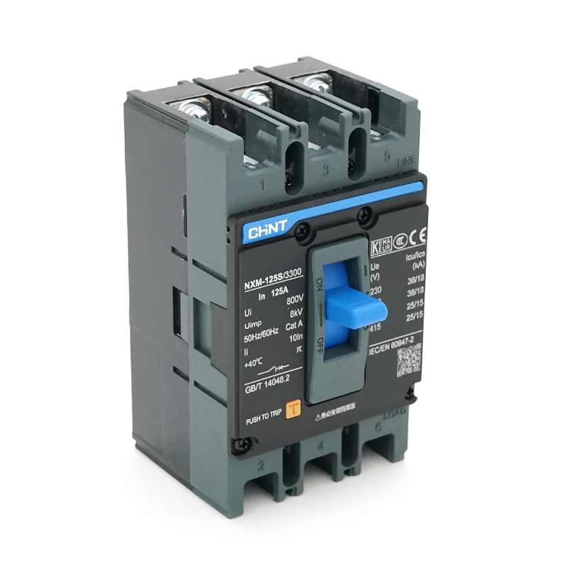 Автоматичний вимикач змінного струму CHINT NXM-125S-3300-125A, 3P, 125A, 415V, 25/15kA, 8kV