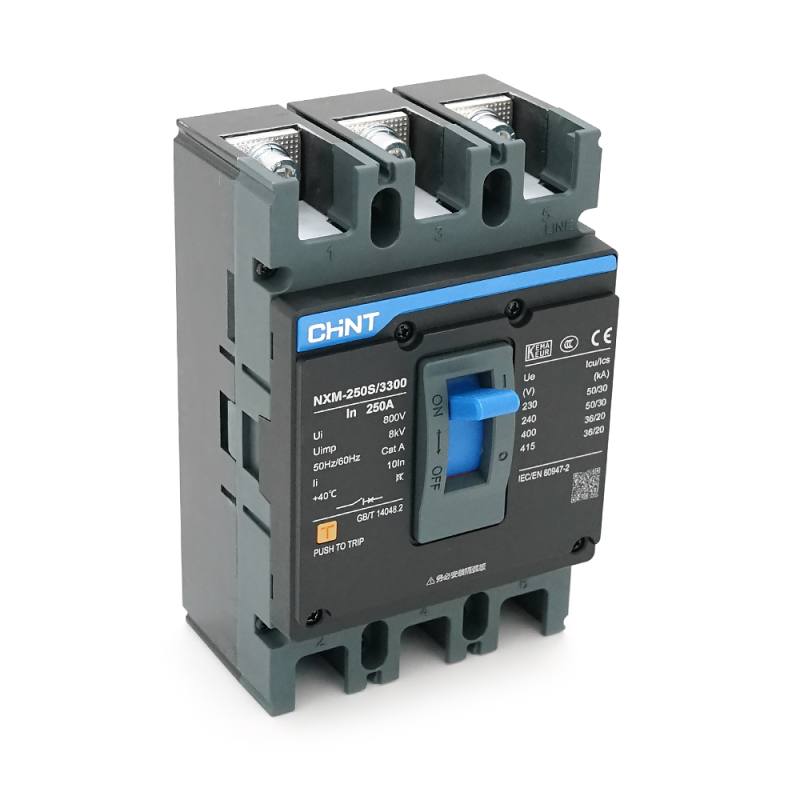 Автоматичний вимикач змінного струму CHINT NXM-250S-3300-250A, 3P, 250A, 415V, 36/20kA, 8kV