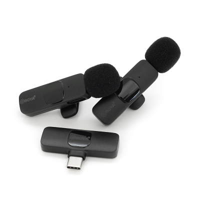 Петличний бездротовий мікрофон BOYA BY-MW3(2шт), роз'єм Type-C, вбудований акумулятор 80 mAh, Black, Box