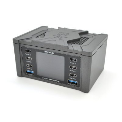 Зарядна станція з цифровою індикацією MECHANIC V-Power 8 Ultra, 2*QC3.0-5В3А,9В2A, 6*PD3.1-(5В/9В/12В/15В)3А,20В2,25A, 220В/160Вт. 114*60*84мм
