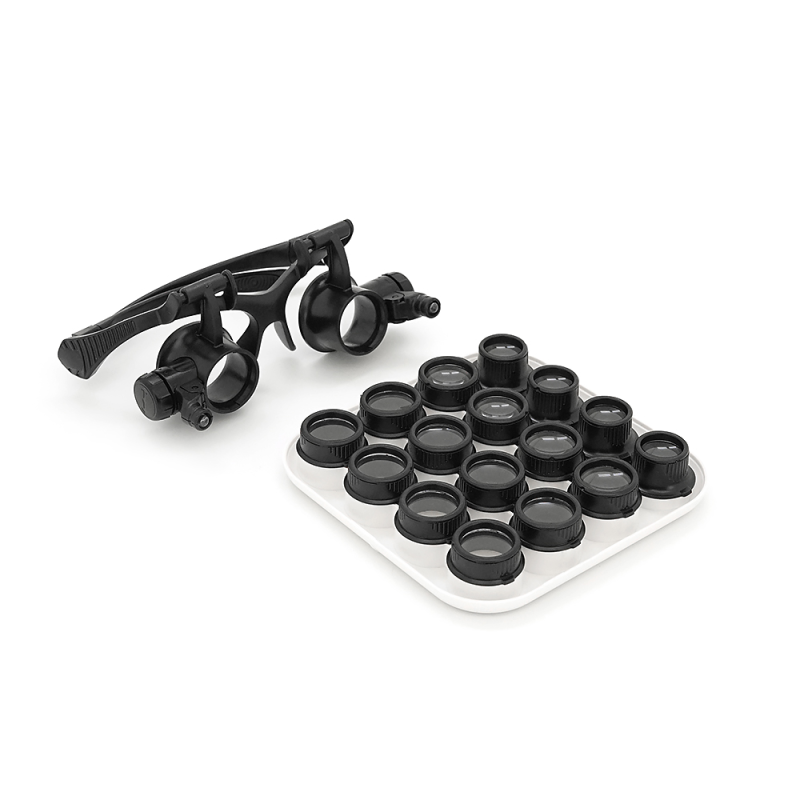 Лупа-окуляри бінокулярна NO.9892G8KX c Led підсвічуванням, 8 змінних лінз, 2,5х4х6х8х10х15х20х25, Вох