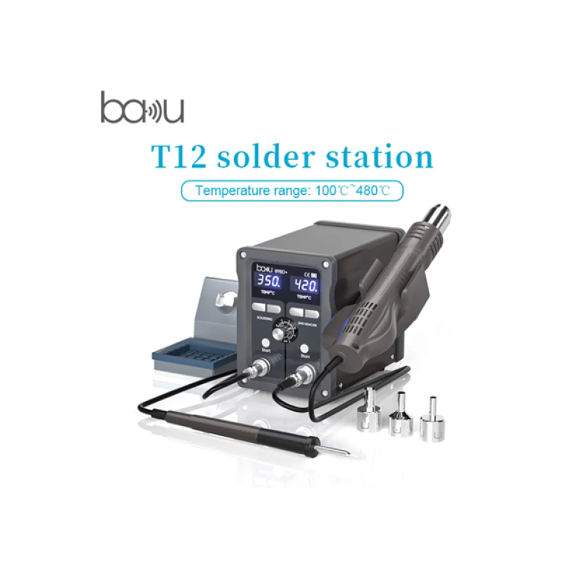 Паяльна станція BAKU BA-898D+, 2у1, цифрова індикація, паяльник/паяльний фен з блоком регулювання, Box