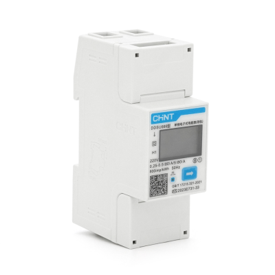 Однофазний електронний лічильник CHINT DDSU666-220V-5-80A однофазний (з комунікацією) на DIN-рейку, 220V, 80A, LCD, 98*36*65mm