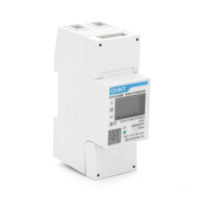 Однофазний електронний лічильник CHINT DDSU666-220V-5-80A однофазний (без комунікації) на DIN-рейку, 220V, 80A, LCD, 85*36*65mm