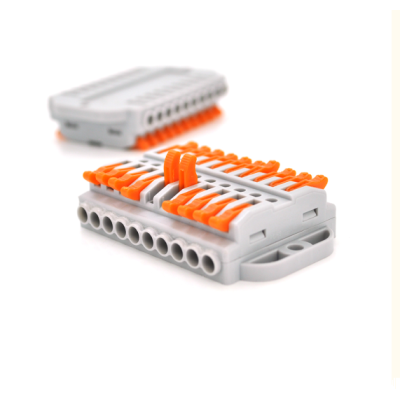 Клемна колодка з натискними затискачами 10-провідна WAGO K223-10P для розподільчих коробок, 10-pin, сіра, упаковка 5 шт, ціна за упаковку