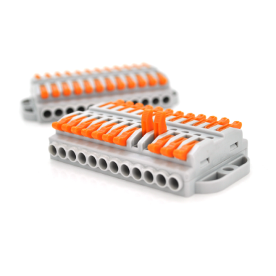 Клемна колодка з натискними затискачами 10-провідна WAGO K223-10P для розподільчих коробок, 10-pin, сіра, упаковка 5 шт, ціна за упаковку