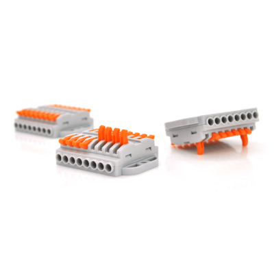 Клемна колодка з натискними затискачами 8-провідна WAGO K223-8P для розподільних коробок, 8-pin, сіра, упаковка 5 шт, ціна за упаковку