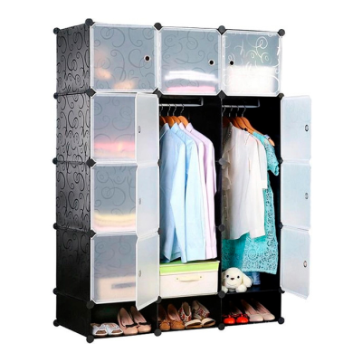 Шафа для речей та взуття пластикова MP312-62A, 110х37х165см, Black, Box