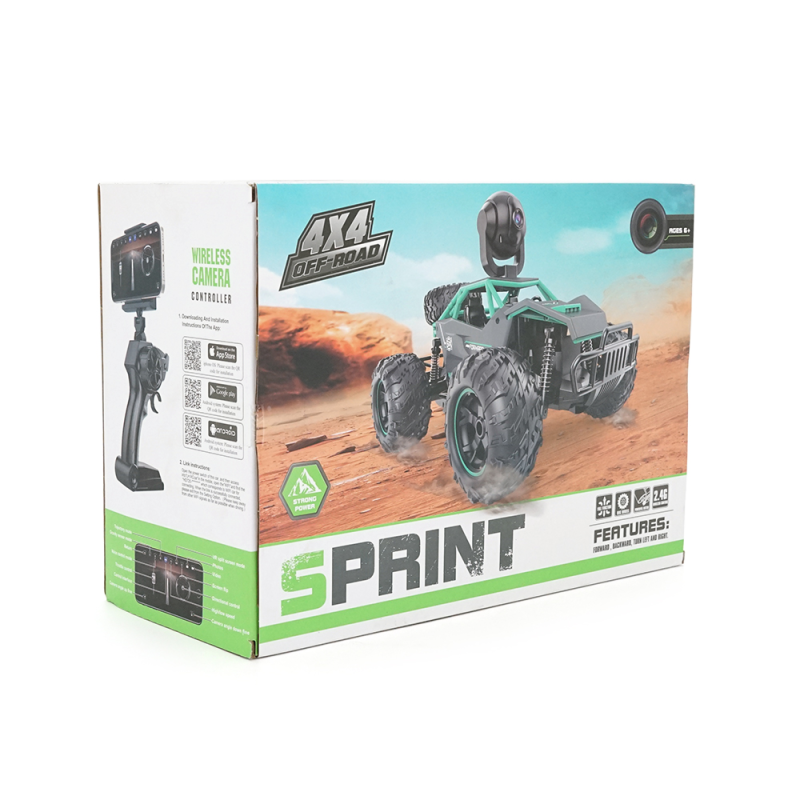 Дитяча машинка YT41594 на радіокеруванні+камера 720P, Black/Green, Box