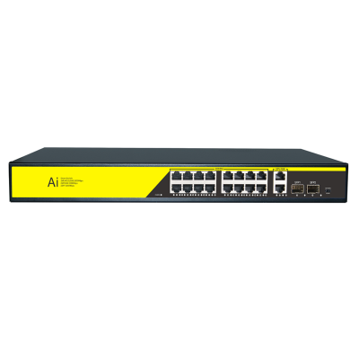 POE комутатор гігабітний Merlion 16 POE + 2 RJ45 + 2 SFP 10/100/1000 вбудований блок живлення 52V 4.8A