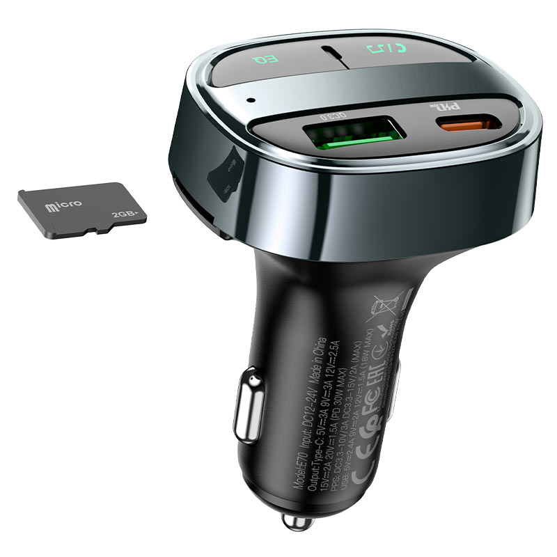FM-модулятор HOCO E70, Black, Box