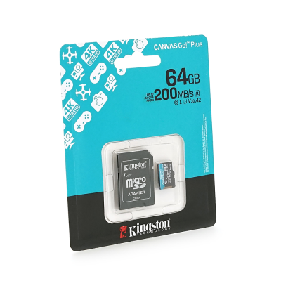 Карта пам'яті Kingston Canvas GO! Plus microSDHC Class 10 UHS-I U3(R200MB/s), 64GB