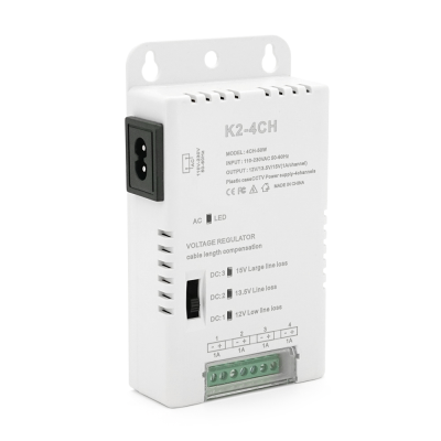 Імпульсний блок живлення з регулюванням напруги 12/13,5/15V-4.2A/4CH по 1А, у пластиковому корпусі, 4-х канальний