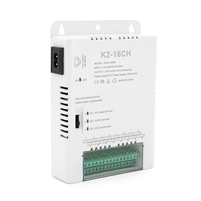 Імпульсний блок живлення з регулюванням напруги 12/13,5/15V-10A/16CH по 1А, у пластиковому корпусі, 16-ти канальний
