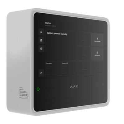 Бездротовий приймально-контрольний пожежний прилад з підтримкою пристроїв для захисту від вторгнення Ajax EN54 Fire Hub Jeweller White