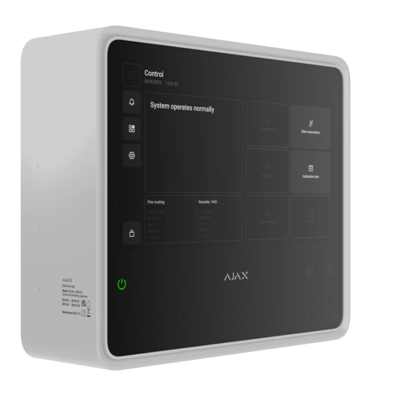 Бездротовий приймально-контрольний пожежний прилад з підтримкою пристроїв для захисту від вторгнення Ajax EN54 Fire Hub Jeweller White
