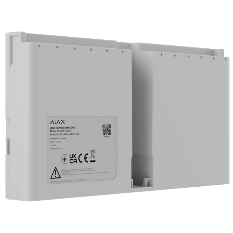 Li-ion батарея Ajax EN54 Internal Battery (24h), що перезаряджається, для EN54 Fire Hub і EN54 Fire ReX, White