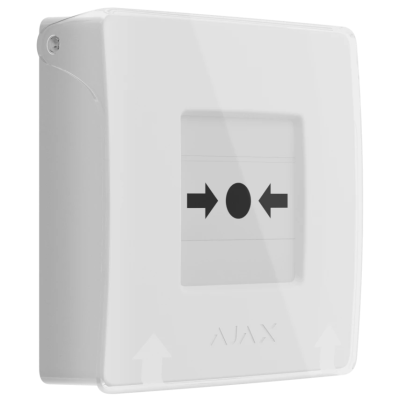 Бездротова настінна кнопка для активації пожежної тривоги Ajax ManualCallPoint White