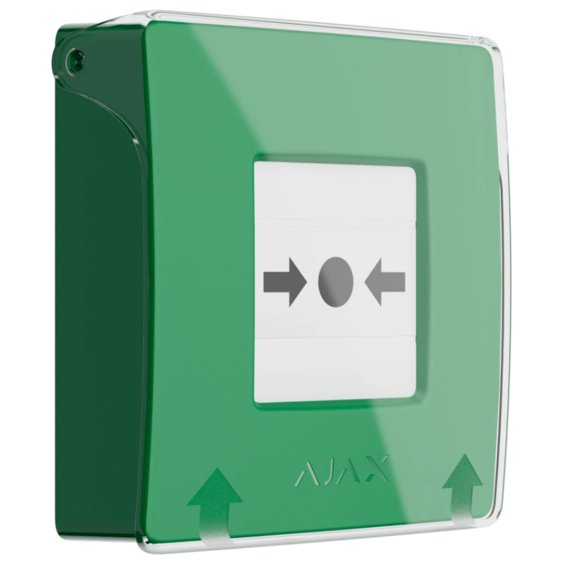 Бездротова настінна кнопка для активації пожежної тривоги Ajax ManualCallPoint Green