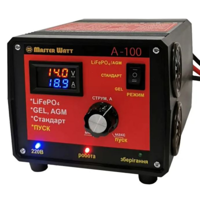 Пуско-зарядне ЗУ для LiFePO4 акумуляторів PZU А-100 12V (20-1000Ah) (MF, AGM, GEL, CA/CA, LiFePO4) 100А, 160-245V