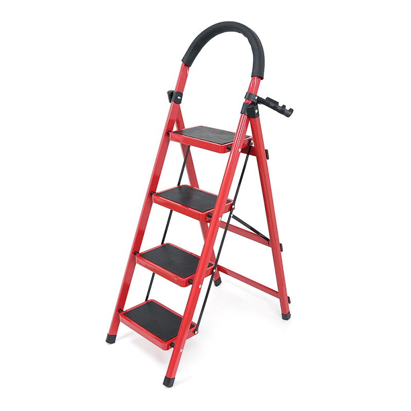 Складні сходи 95см, до 150кг, 4 сходинки з гумовими килимками, металеві, 5кг, Box