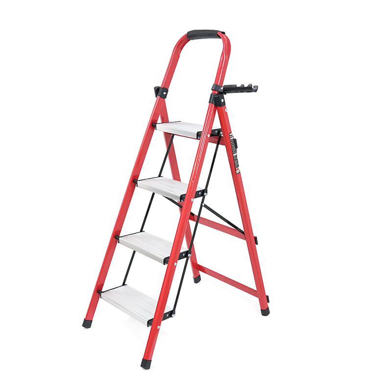 Складні сходи 85см, до 150кг, 4 сходинки з гумовими килимками, алюмінієвий сплав, 5кг, Box