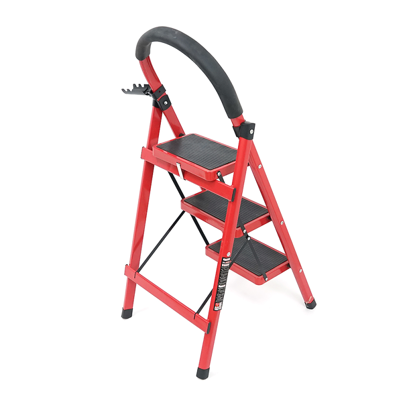 Складні сходи 80см, до 150кг, 3 сходинки з гумовими килимками, металеві, 4кг, Box