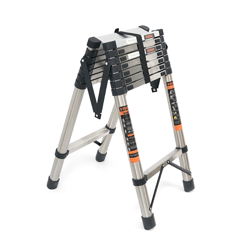 Сходи телескопічні 3.1м подвійна 8+8 ступенів, нержавіюча сталь, до 150кг, ширина 46см, вага 13.7кг, Box