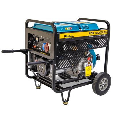 Дизельний генератор FULL FDK10000LE3, трехфазный 230/380V, 50Hz, 9.4kVA/7.5kW, бак 12,5 л, витрата 2 л/год, ручний/стартер (без АКБ), 700х510х620 мм, 124 кг