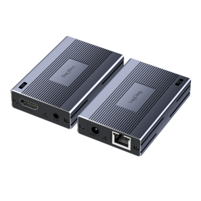 Активний VEGGIEG V-HE60 HDMI 2*1 конвертер 60m, HDMI 1080P, LAN CAT 5E/6At, Grey, Box