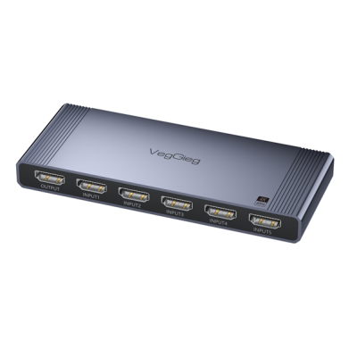 Комутатор VEGGIEG V-HD11 HDMI 1*5, HDTV2.0 4K, Grey, Box