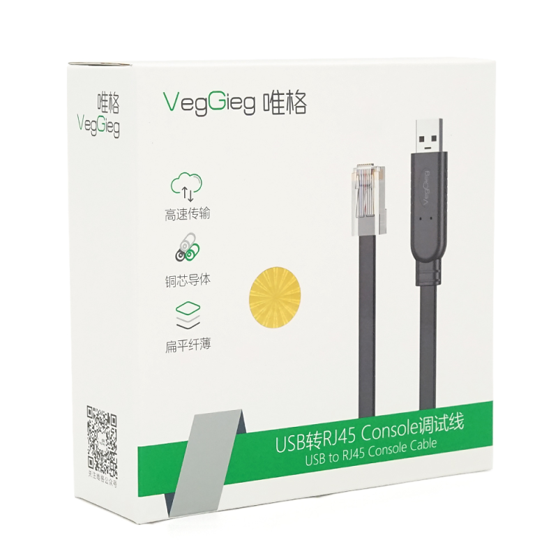 Кабель VEGGIEG V-U403, USB/RJ45, FTDI-TF 232 Chipset, консольний, Black, довжина 1.5м, Box