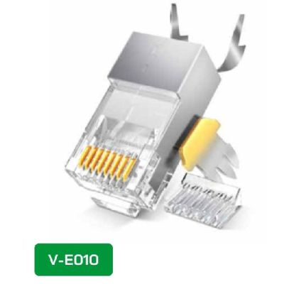 Конектор VEGGIEG V-E010 RJ-45 8P8C, Екранований двокомпонентний роз'єм, CAT7 10Gigabit Q25