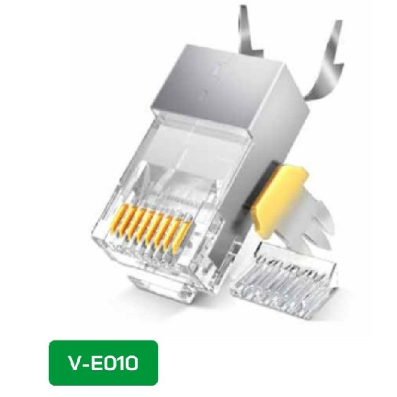 Конектор VEGGIEG V-E010 RJ-45 8P8C, Екранований двокомпонентний роз'єм, CAT7 10Gigabit Q25