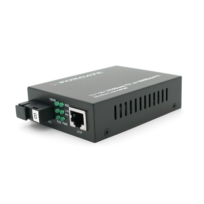 Медіаконвертер FOXGATE EC-Q-1G-1SM-1550nm, 1550 WDM, 1x10/100/1000 Base-Tx, одноволоконний Full/Half duplex, SC 20km (0+70°C), + блок живлення 5V 1A