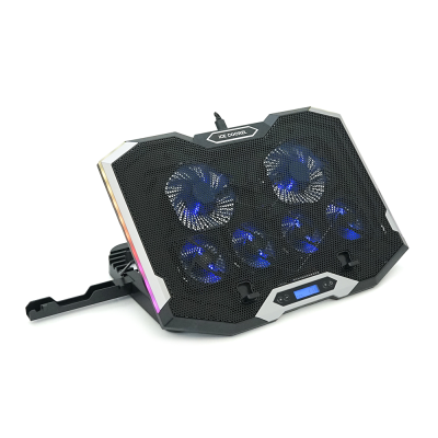 Підставка для ноутбука IceCoorel K9, 10-17", 2*100mm 1400±10% RPM + 4*70mm 2500±10%RPM, корпус пластик+алюміній, 2xUSB2.0 + підставка для мобільного телефону, 400x260x30mm, Blue, Box