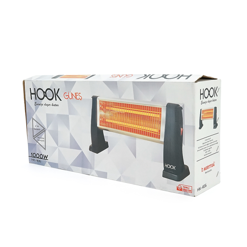 Інфрачервоний обігрівач HOOK H-406, 1000Вт, 2 режими 500/1000Вт, 550x250x120mm, Box