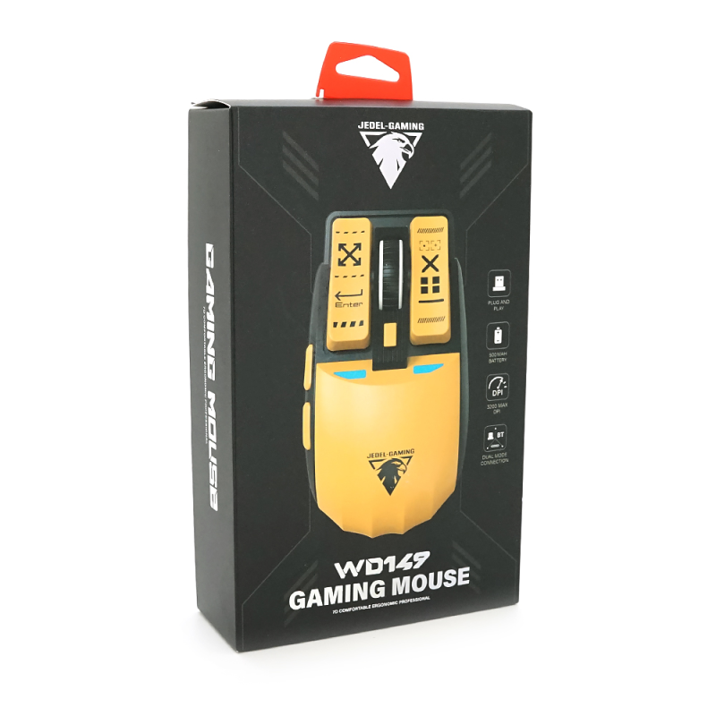 Миша бездротова JEDEL WD149, 3200DPI, 2.4GHZ+Bluetooth 5.0, Black/Yellow, Box