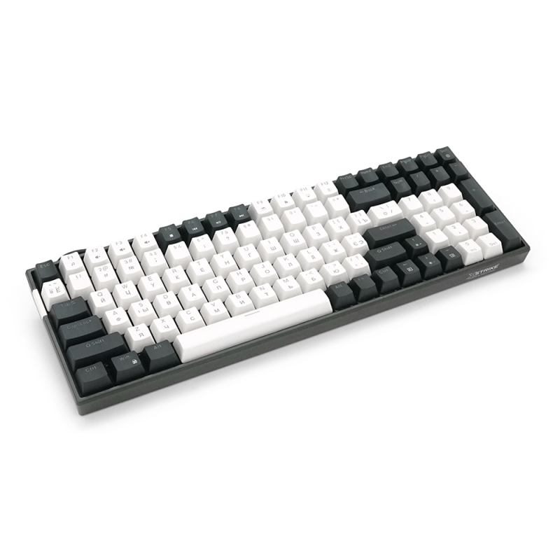 Механічна клавіатура USB XSTRIKE XS-1030, довжина кабелю 150см, RGB підсвічування, Eng/Укр/Рус, 395х150х45 мм, Black/White, 100к, Q20
