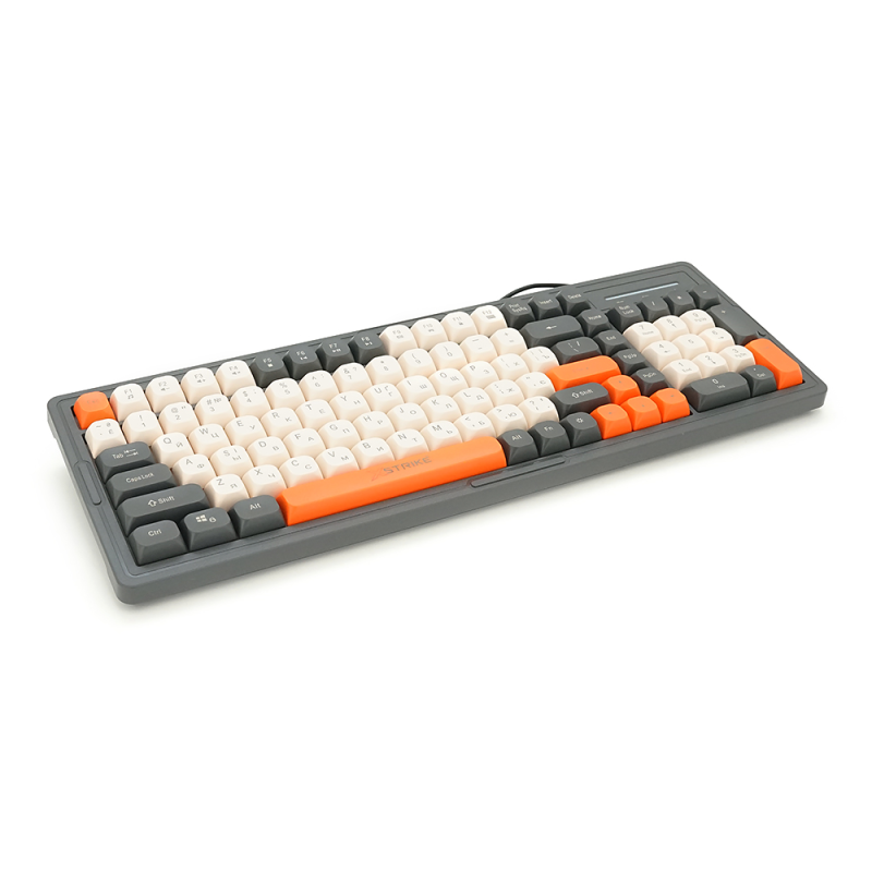 Клавіатура USB XSTRIKE XS-1016, довжина кабелю 150см, RGB підсвічування, Eng/Укр/Рус, 410х150х35 мм, Black/White/Orange, 101к, Q20