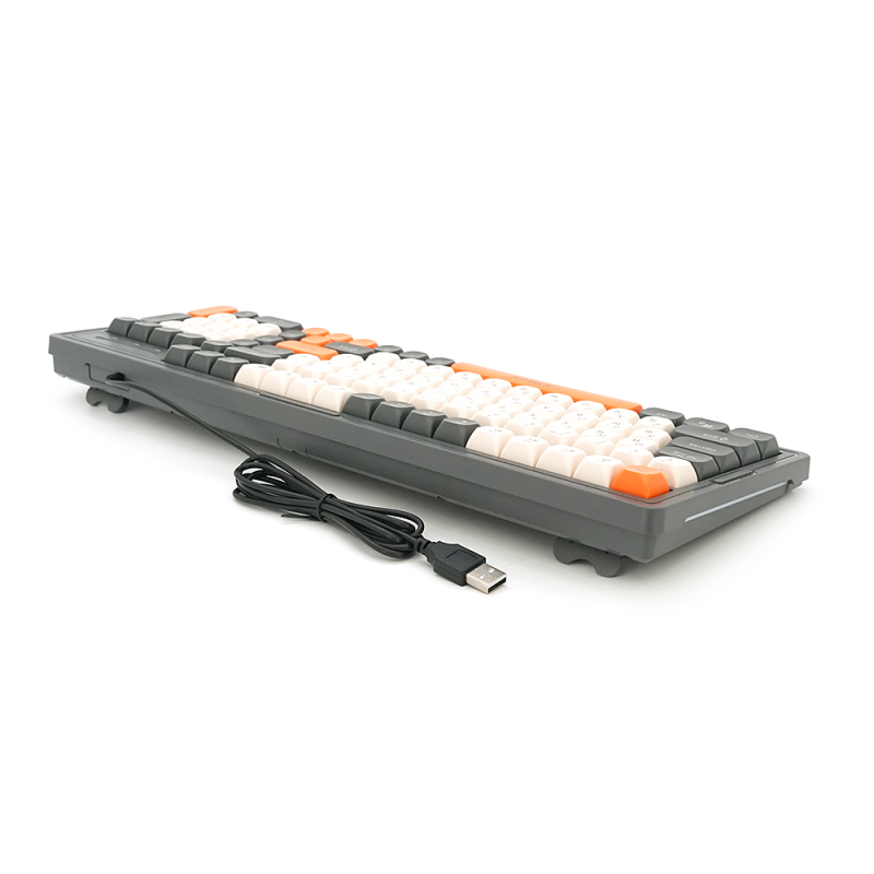 Клавіатура USB XSTRIKE XS-1016, довжина кабелю 150см, RGB підсвічування, Eng/Укр/Рус, 410х150х35 мм, Black/White/Orange, 101к, Q20