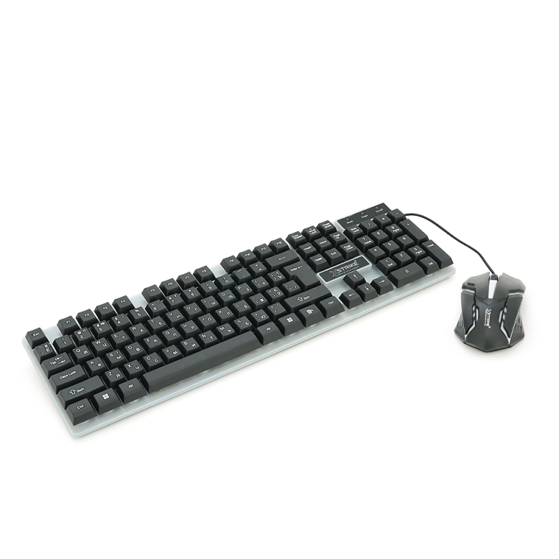 Комплект провідний KB+Mouse XSTRIKE X-1014, USB, RGB підсвічування, (Eng/Укр/Pyc), Black/White, Box