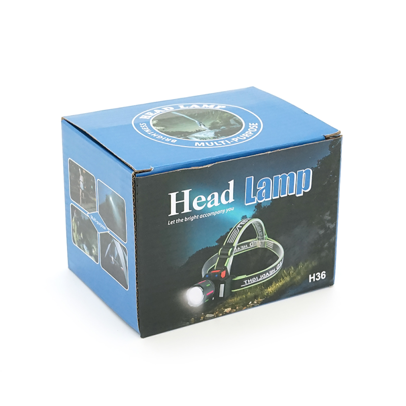 Налобний Ліхтарик Bailong BL-H36-TG, 3+3 реж., Zoom, корпус-алюміній, водостійкий, ударостійкий, вбудований акумулятор, USB кабель, BOX