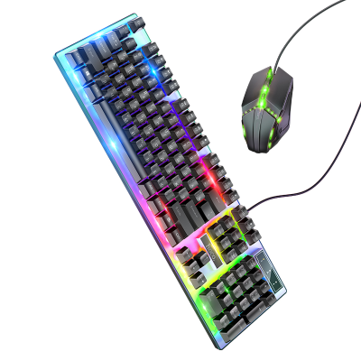 Комплект провідний KB+Mouse HOCO GM18, USB, RGB підсвічування, (Eng/Pyc), Black/White, Box