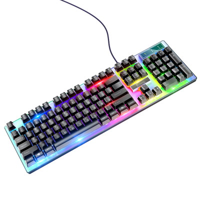 Комплект провідний KB+Mouse HOCO GM18, USB, RGB підсвічування, (Eng/Pyc), Black/White, Box