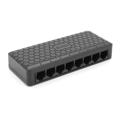 8ми портовий Gigabit Ethernet комутатор ONV-H3008ES в чорному корпусі, 8*1000Мб портів, 12В 1Ач, 132×55×23.9мм