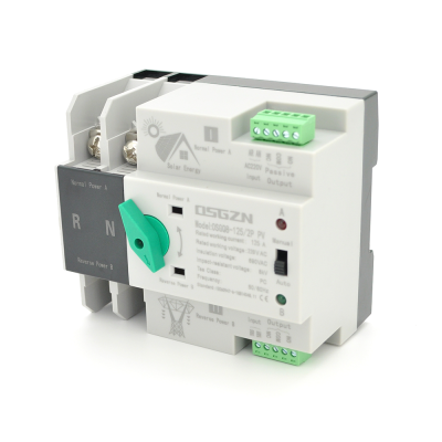 Автомат введення резерву (АВР) двополюсний OSGQ8-125/2P PV, 230V/125A на DIN-рейку для сонячних систем
