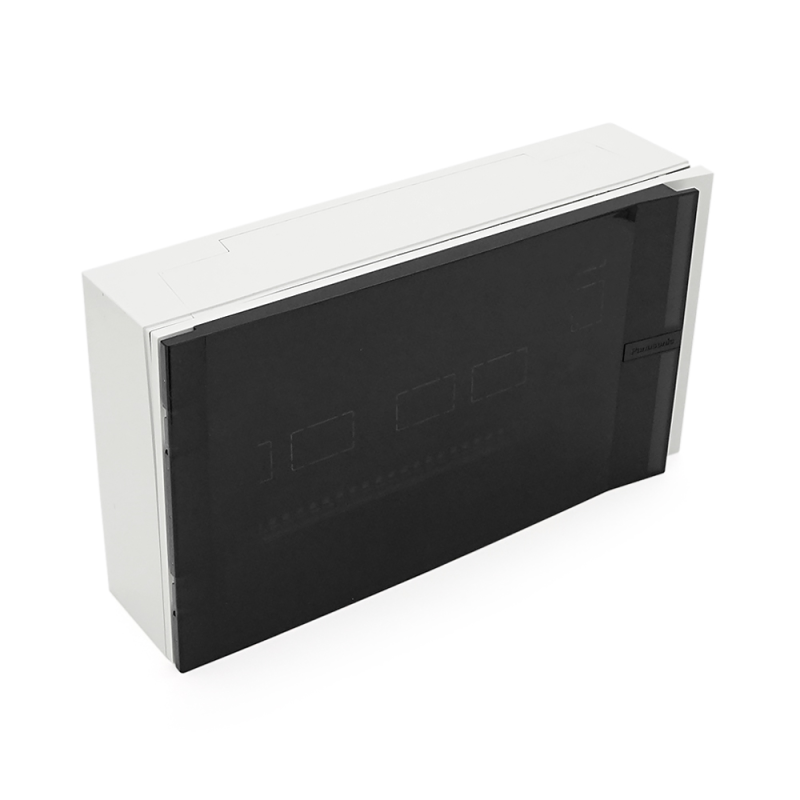 Мультимедійний 16-ти модульний щиток, навісний, 410х227х114мм, пластиковий, прозорі темно-сірі дверцята, об'єднання ящиків горизонтальне/вертикальне