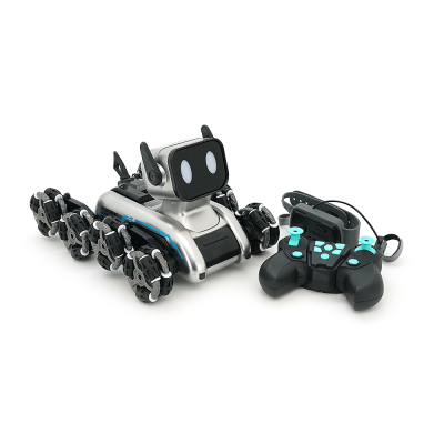 Інтерактивний робот-собака SHT DL-417. Управління пультом та жестами (2.4 ГГц до 50 м). 2 акумулятори 3.7V 500мАч. Silver. 175×240×145 мм.